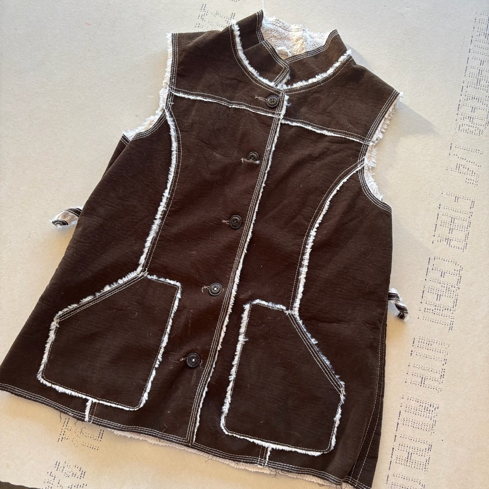 Y2K Unbranded Corduroy Faux Shearling Lined Vest